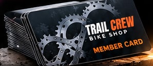 Custom black bike shop Member Cards with a silver chainring design