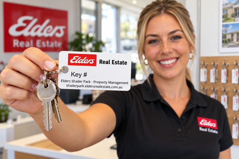 Agent Holding a Custom Plastic Keytag With Property Keys