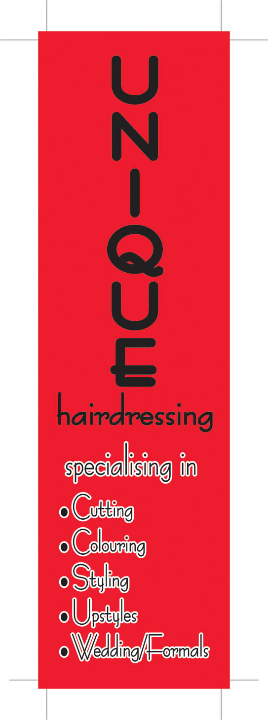 Unique Hairdressing vertical vinyl banner
