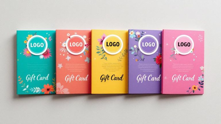 Five Colourful Custom Printed Gift Card Holders